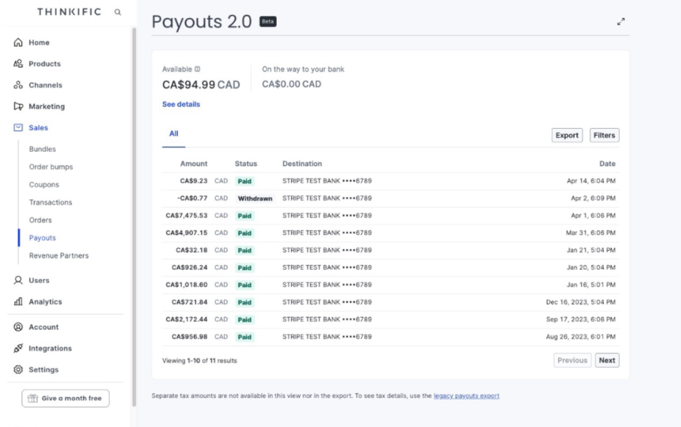 Thinkific Payment and Pricing Options